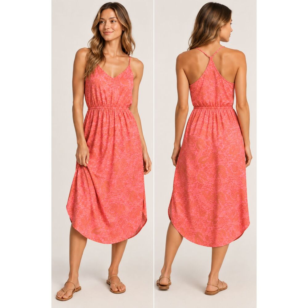 $99 NEW prAna Ayla Dress S Fresca Flora Fauna Floral Bird Boho Midi Sundress